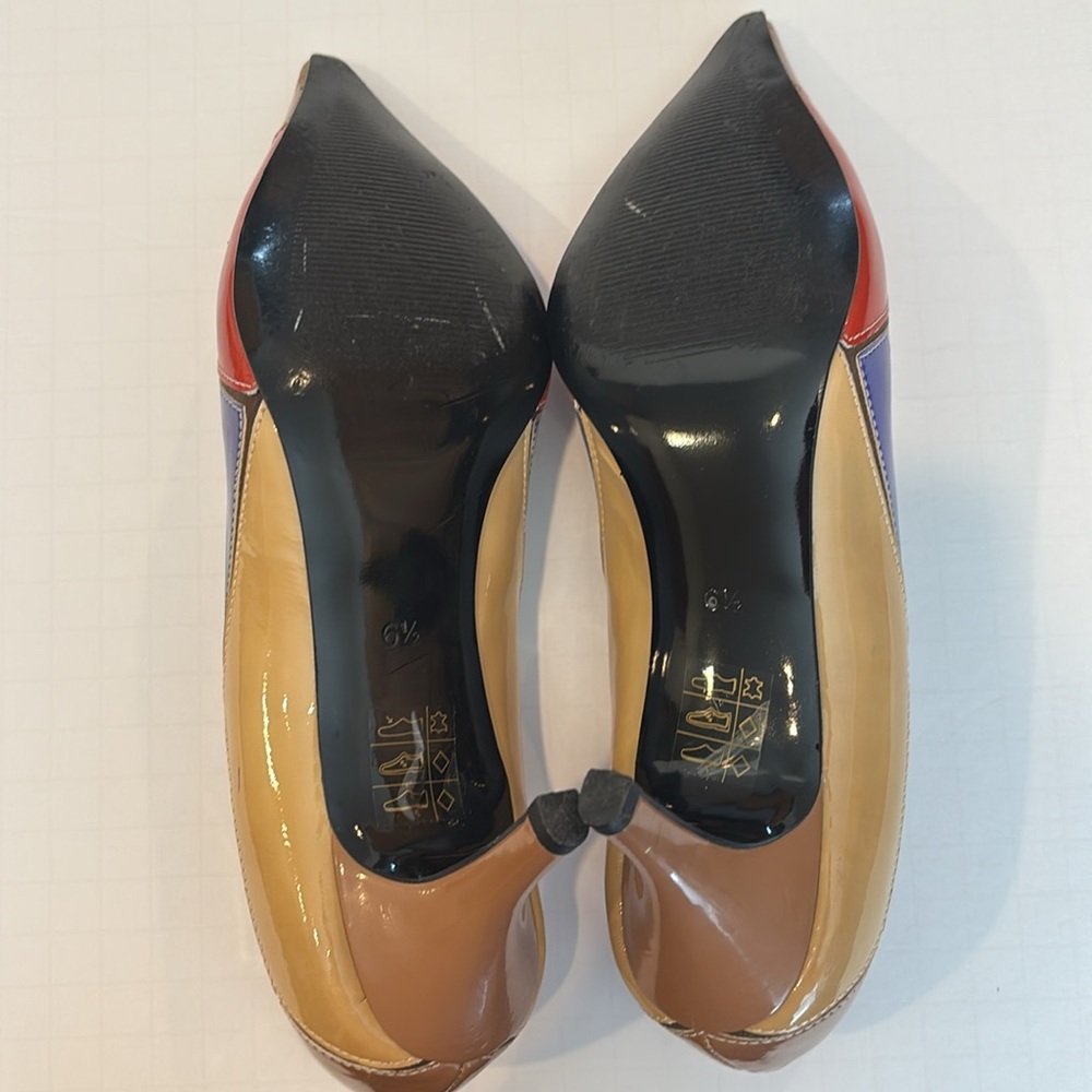 J.Renee Tangle Colorblock Patchwork Pointed Toe Kitten Heels in Size 6.5 - Picture 16 of 16